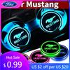 Car Sticker Car Colors Led Cup Holder Light Mats Car Coasters Light Cup Pads For Ford Mustang GT500 GT350 Cobra Shelby Focus Mk2