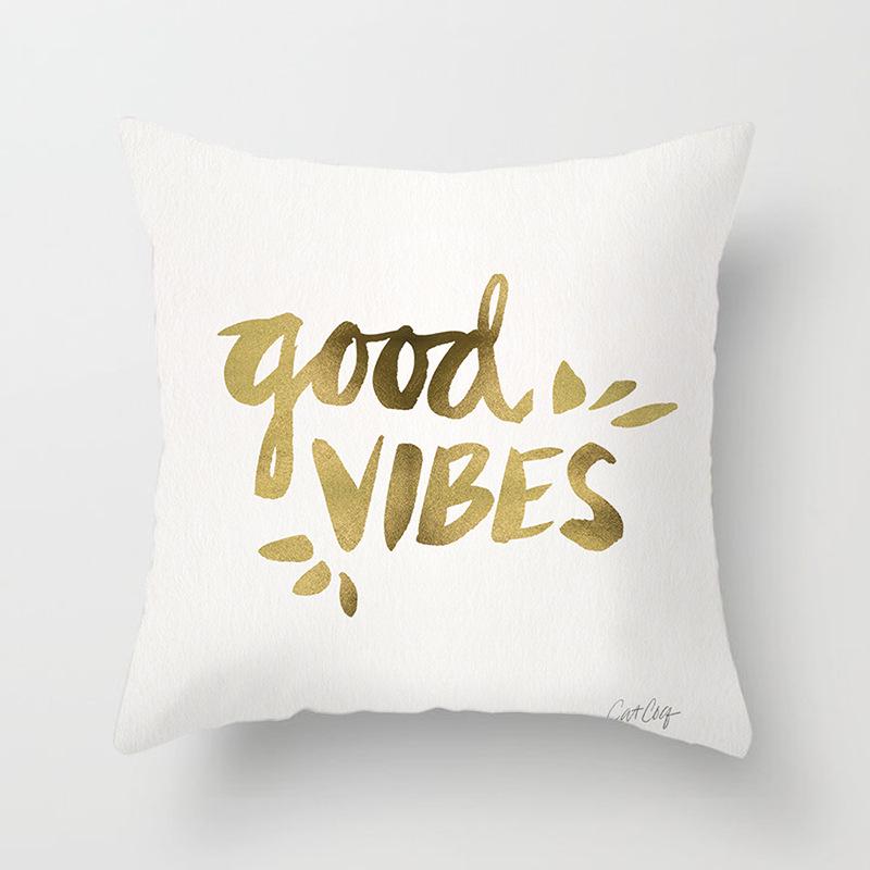 Home Furnishings Simple Golden Sofa Pillow Cover Digitally Printed Car Cushion Cover