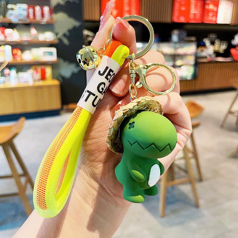 

Cartoon Delightful Dinosaur Keychain Vibrant Resin Charm For Gifting Occasions зелёный