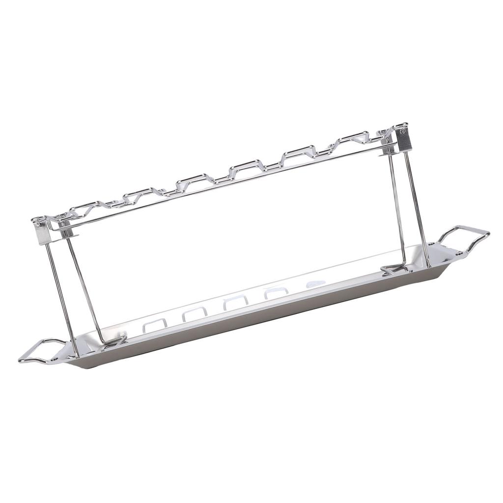 Chicken Leg Grill Rack with Drip Tray Foldable 12 Slots Stainless Steel BBQ Drumstick Holder Stand for Ovens Grills Smoker