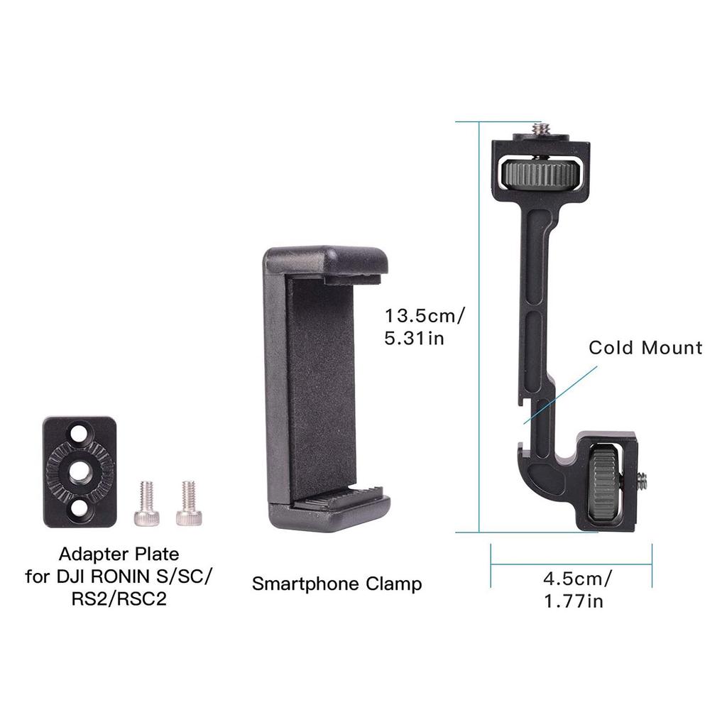 Weebill SC Kameramonitor-Halterungsverlängerungsplatte mit drehbarem Magic Arm und Gewinde-Blitzschuhhalterung für DJI Ronin S/Ronin 1/4" S/SC/RS2/RSC2/Crane