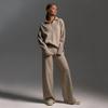 Damen Strickanzug Herbst und Winter Pulloveranzug Polokragen Strickpullover + Hose mit weitem Bein Zweiteiliger Anzug