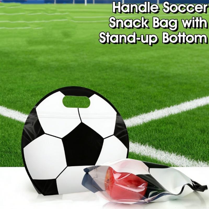 24Pcs Sports Themed Gift Bags With Handle Waterproof Clear Plastic Candy Chocolate Holder Bag for Candies Small Toy P9YB