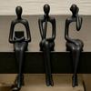 3Pcs Long Leg Abstract Sitting Human Sculpture Set Hollow Reading Thinking Figurine  Office Desk