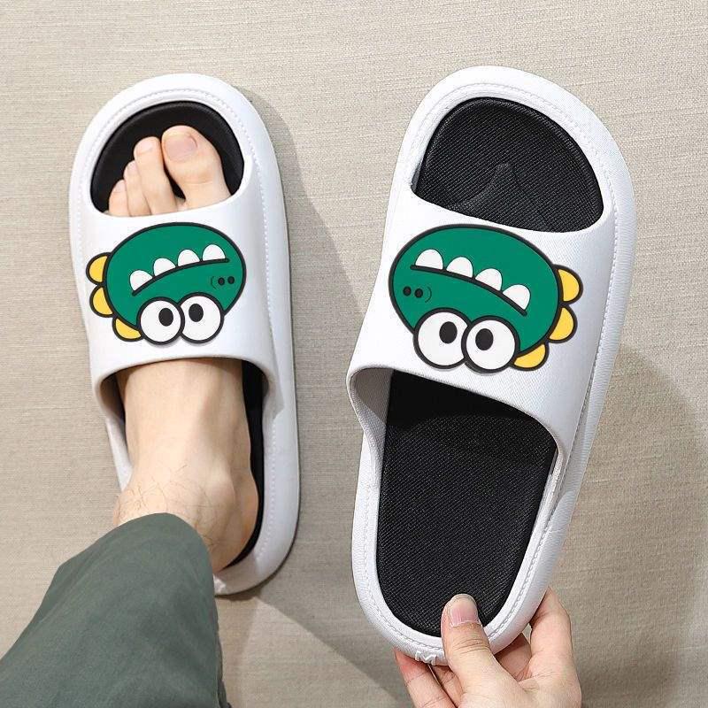 Trendy Men's Summer Cartoon Non-Slip Slippers - Outdoor One-Strap Style for Couples