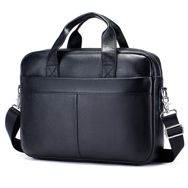 

New Men s Briefcase Business Handbag 100% Genuine Leather 14 inch Men s Laptop Bag Multi functional File Bag Luxury Men s Bag чорний