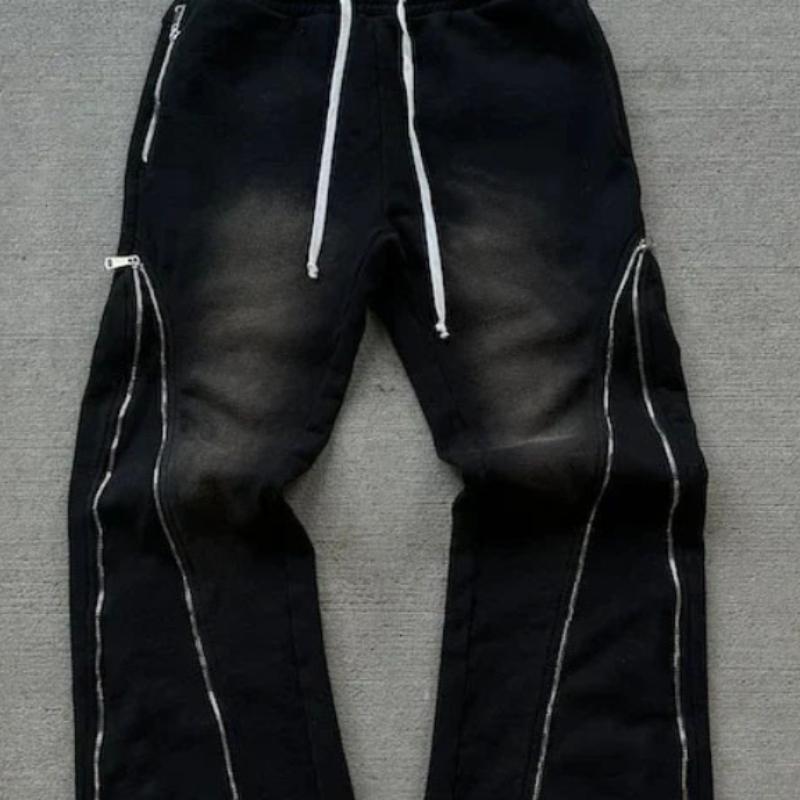 Evropský a americký high street design smysl zip retro ležérní unisex všestranné módní kalhoty