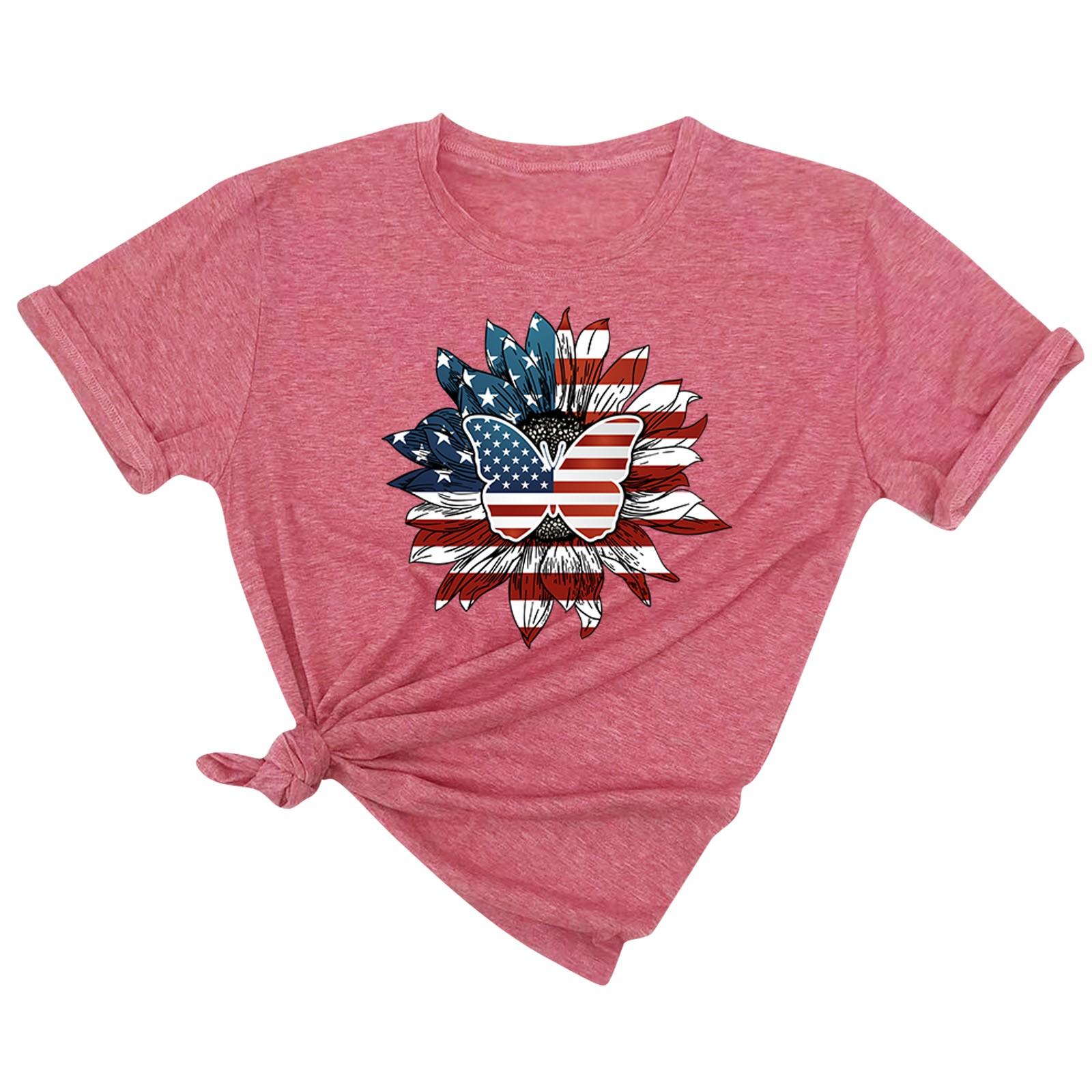 

Женская летняя повседневная свободная футболка с принтом подсолнуха, пуловер с круглым вырезом и коротким рукавом L розовый