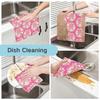 Kitchen Cloth Japanese Style Elegant Floral Pattern Pink Dishcloth Cleaning Absorbent Quick-drying Stain Removal Wipe Set 6 Dish Towel Stylish Car