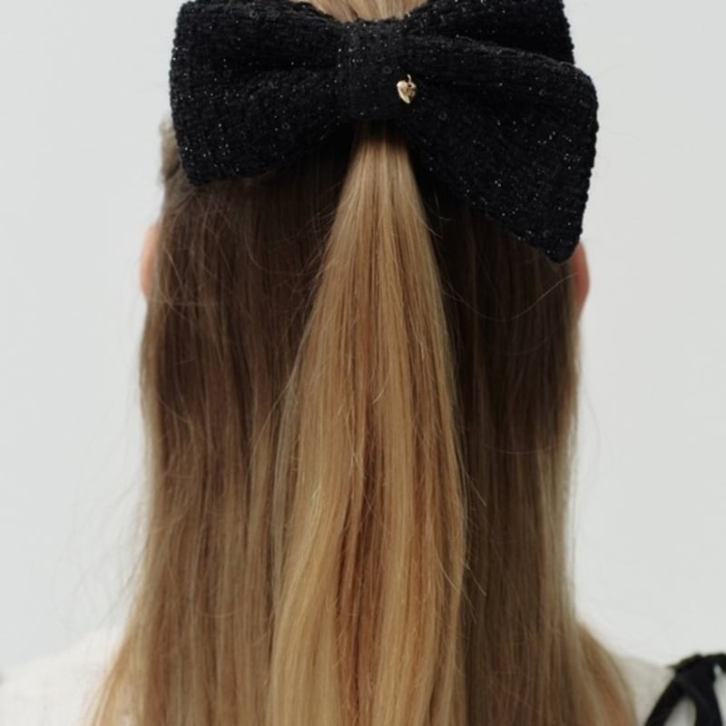 

DEPOUND unbalance ribbon hair pin - black tweed black tweed