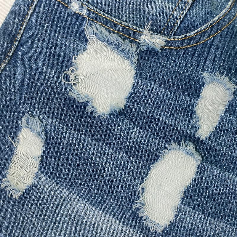 Jeans Rasgados con Calavera de Moda para Mujer - Estilo Europeo y Americano, Pierna Recta, Dobladillo Enrollado, Pantalones de Talla Grande