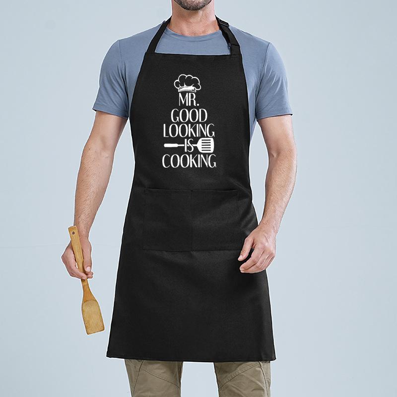 Neck Letter Printed Apron Home Kitchen Male And Female Couples Bbq Baking Catering Work Apron