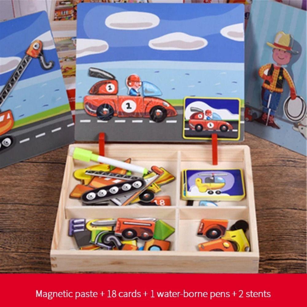 Reusable Magnetic 3D Puzzles with Lid Magnetic Stickers Toys  Montessori Games