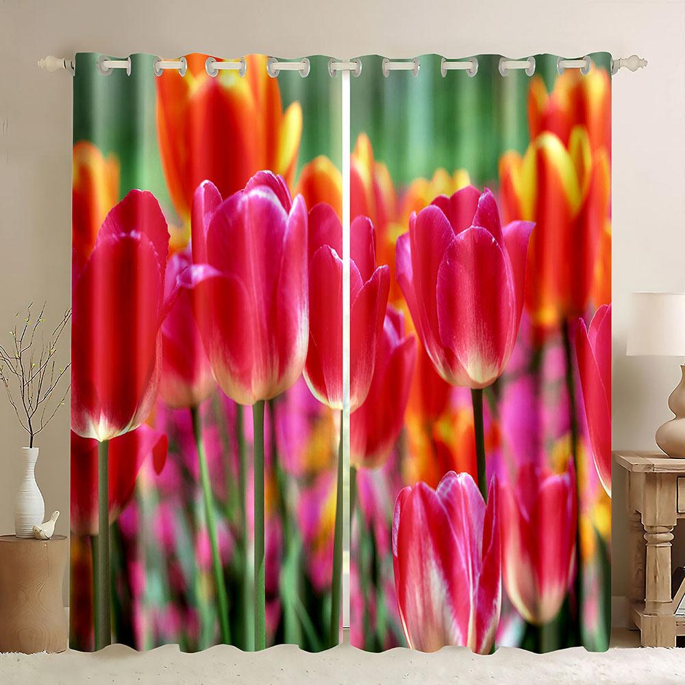 Planet Fenstergardinen Frühlingsgänseblümchen 3D-Druck Verdunkelungsvorhänge Buntes Blumenmuster Naturkunst für Heimdekoration