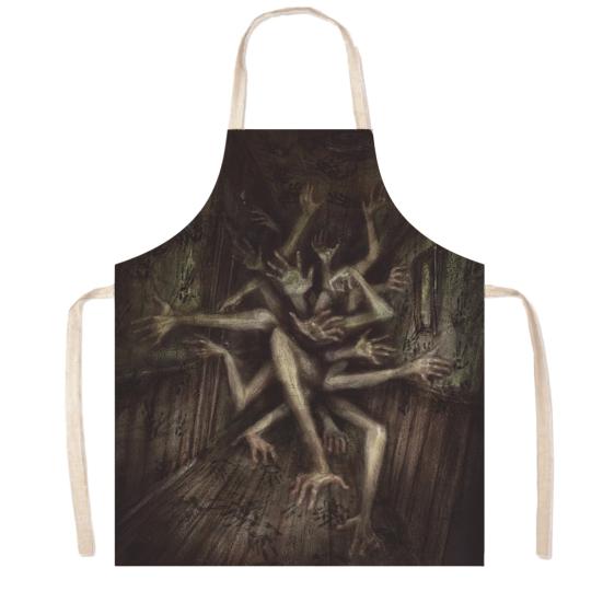 Funny Prank Gift Halloween Butcher Apron with Realistic Blood Stain, Washable Protective Work Apron, Spooky Kitchen Decor Horror Costume Prop