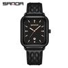 Sanda Quartz Retro Square Watch: Simple Bar Index, Calendar, Waterproof, Business Casual, Unisex Strap
