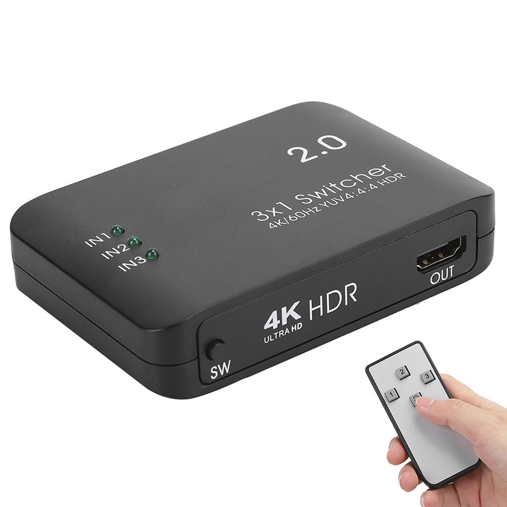 4K Rozhraní High Definition Multimedia Switcher 3 Vstupy 1 Výstup Rozbočovač Adaptér HD IR Dálkové ovládání