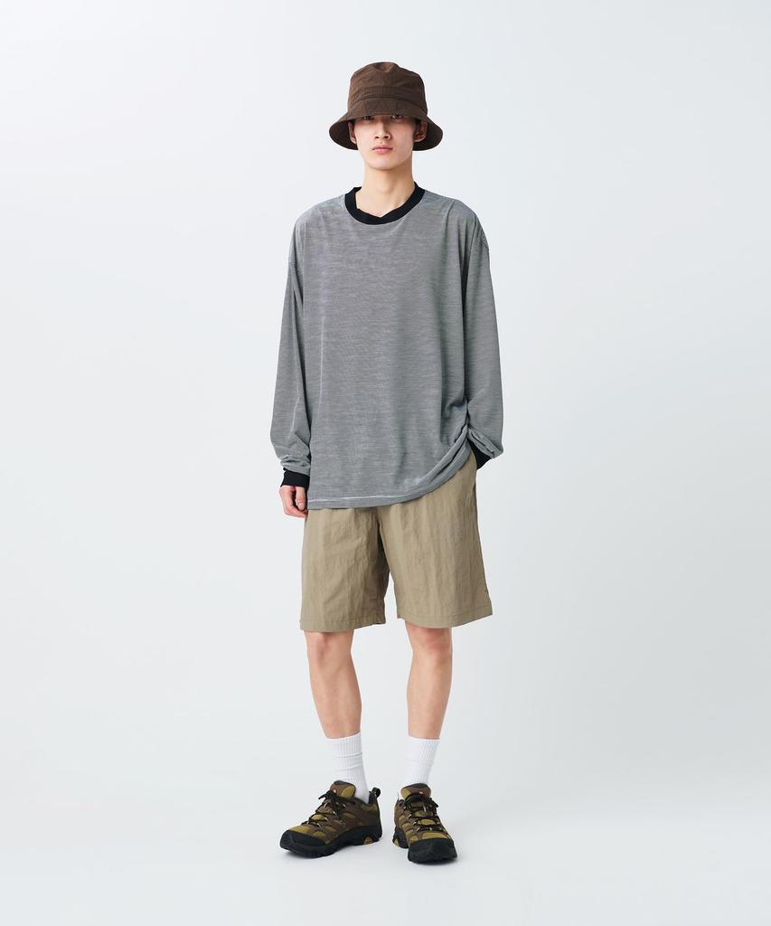 Snow Peak Summer Wool Stripe Long Sleeve Size T-Shirt CS-26SU006 (Men's/Women's, Black, M)