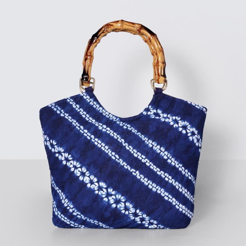 Handcrafted Tie-dyed Bamboo Joint Handbag, Retro and Artistic Bag, Bamboo Joint Carrying Bag, Large-capacity Travel Cloth Bag