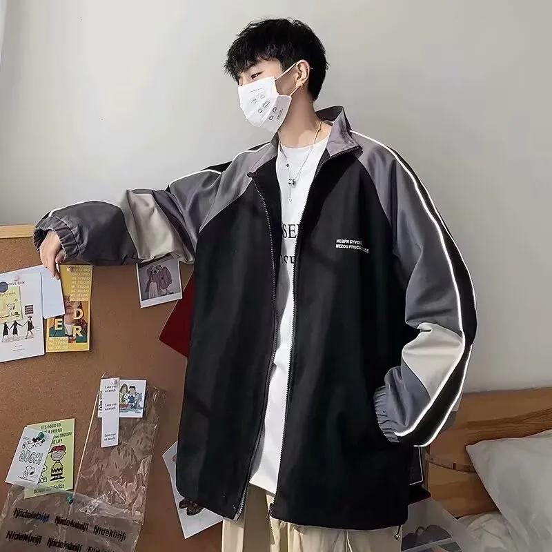 Spring and Autumn Varsity Jacket Men High Street Patchwork Letter Print Windbreaker Coats Women Spring Summer Thin College Jackets