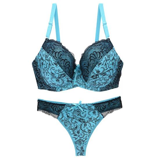 2 Pcs/Set Women Bra Panties Set Lace Bow Decor Adjustable Strap Color Matching No Wire Push Up Back Closure Low Waist Underpants Lady Underwear Set