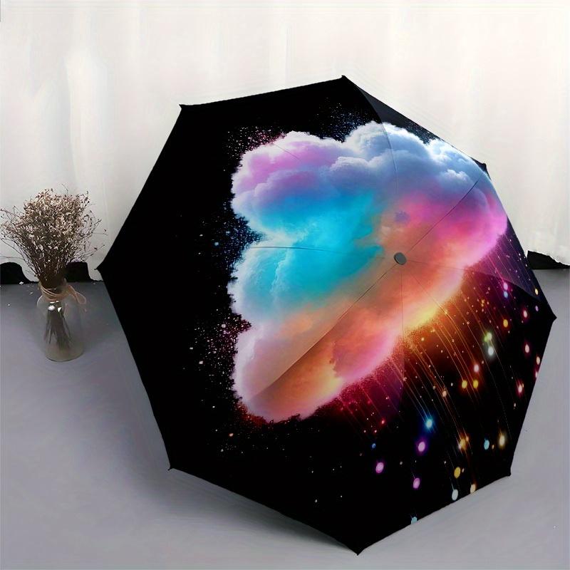1pc Colorful Cloud Rainbow Lights Umbrella with Plastic Handle,Suitable for All Seasons Home Travel Outdoor UmbrellaM1273