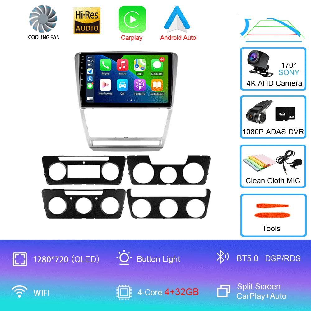 Car Radio Android 14 for Volkswagen Skoda Octavia 2 A5 2007 - 2014 Multimedia Video Player Navigation 2Din Carplay DVD Head Unit