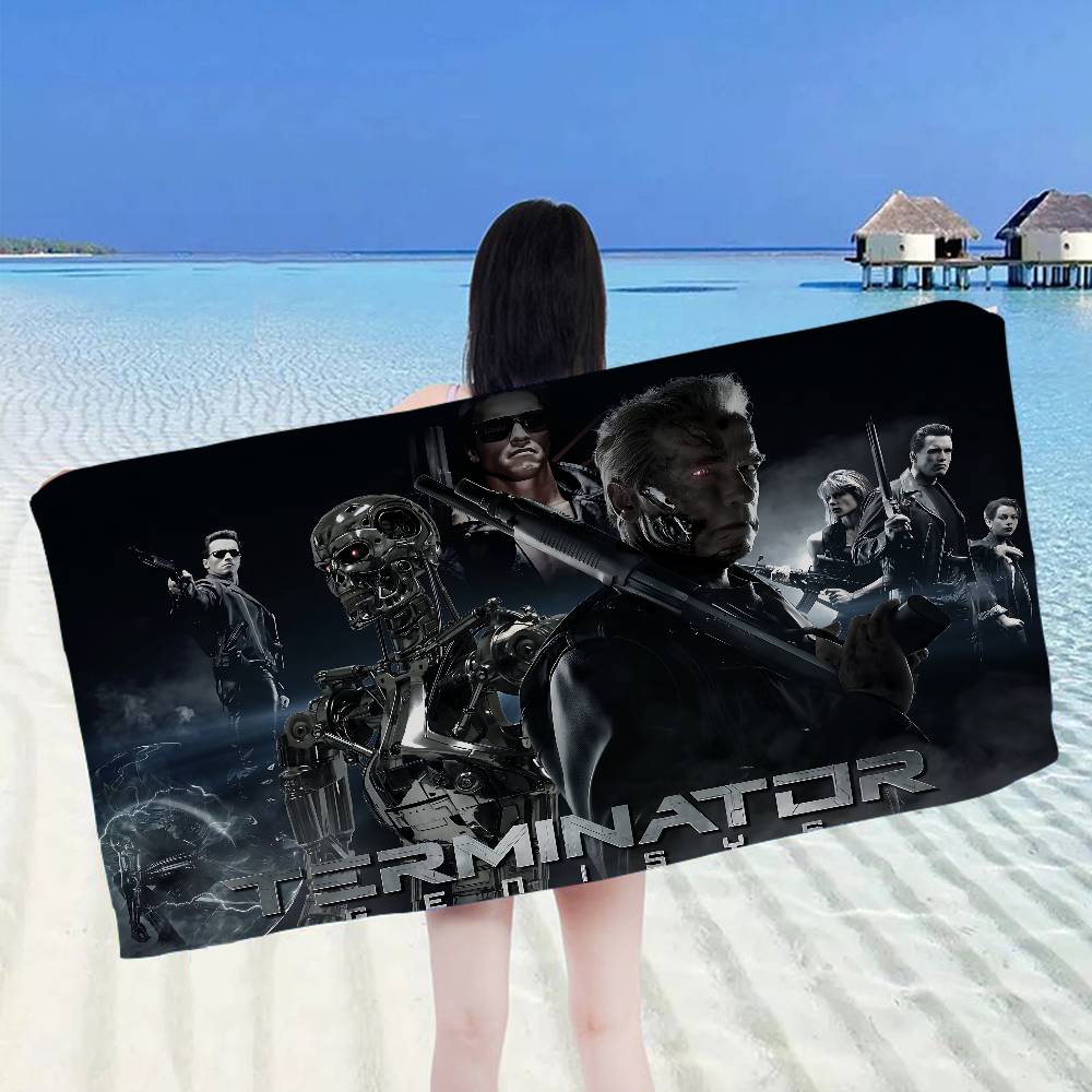 Anni '80 Film TV The T-Terminator Asciugamano da Spiaggia in Microfibra Assorbente Asciugatura Rapida Morbido Yoga Nuoto Resort Arrampicata su Montagna Asciugamano