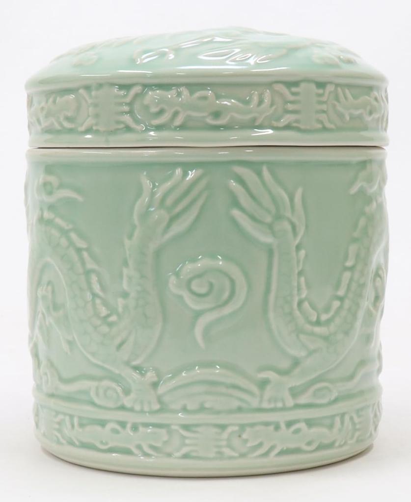Setomono Honpo Celadon Dragon Urn [5 Sun] Body Diameter 15cm X Height 18cm