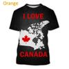 3d Print I Love Canada Graphic Tshirt For Men Casual Short-sleeved Personalized Hip-hop Tee Tops Men Women Canadian Flag Tshirts