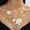 Vintage bloemenketting met ketting voor het sleutelbeen, onregelmatige hanger, trendy bloemenketting voor dagelijks gebruik.