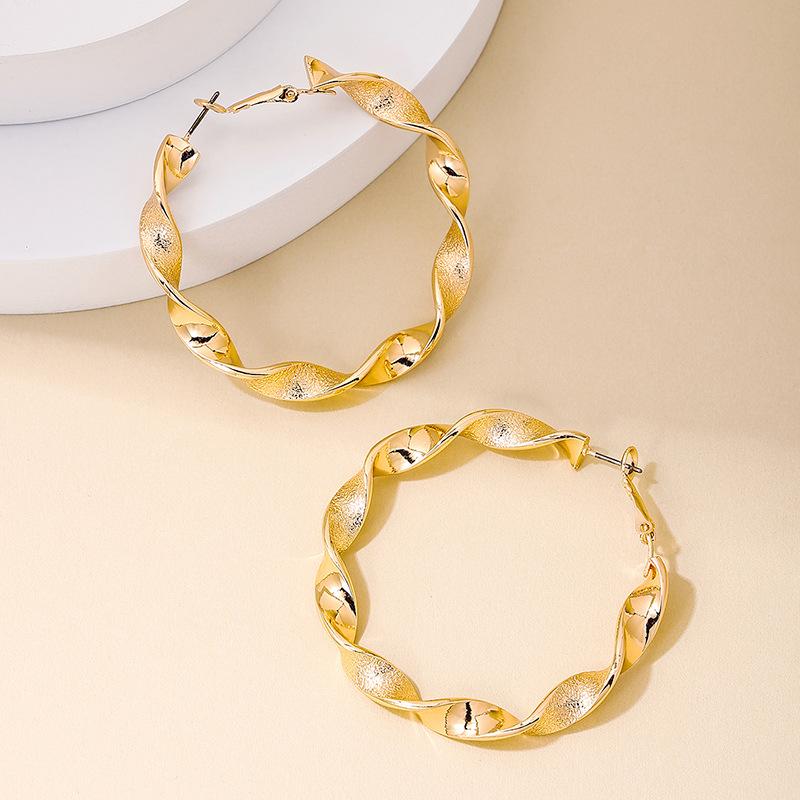 Metal hoop earrings, twist cold style exaggerated earrings, earrings