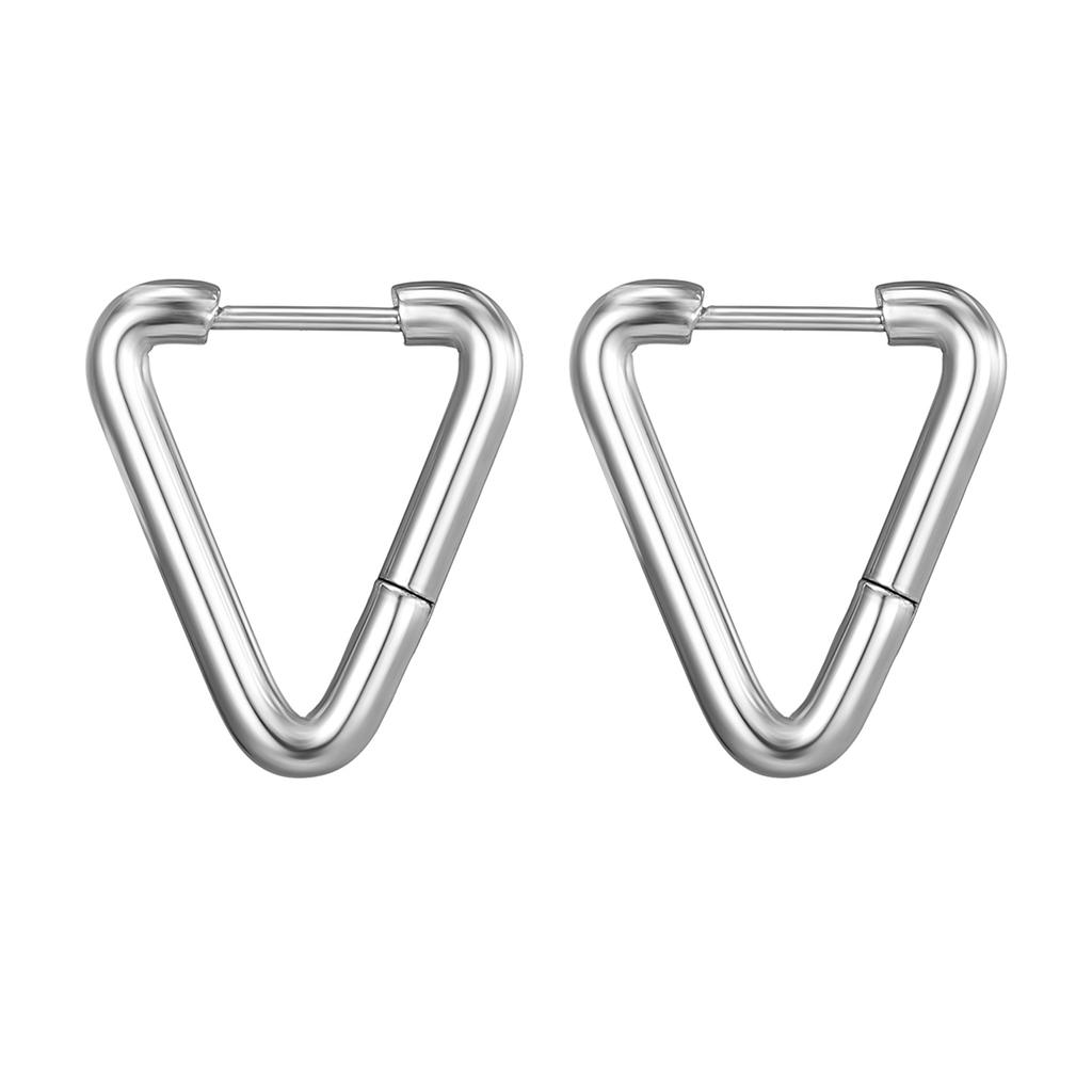 Round Wire Triangular Stainless Steel Ear Buckle Personalized Trend Unisex Titanium Steel Special-shaped Earrings