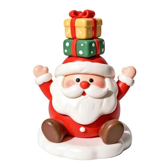 Vivid Christmas Collectibles for Display Resin Figurine, Cute Clay Style Santa Snowman Gingerbread Man Festive Home Accents Coffee Tables Statue,