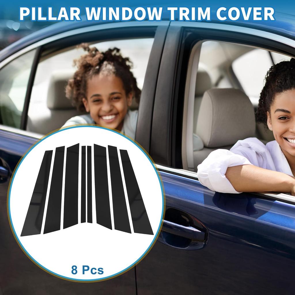 Door Pillar Window Trim Anti Scratch Sticker Pillar Posts Door Outer Exterior Cover for BMW X5 1999-2006 Black