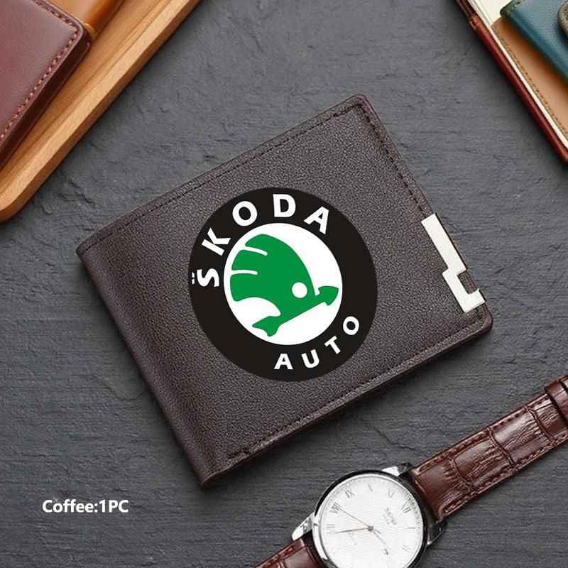 TTJJ2 Men Wallet ID Credit Card Holder License Bag Gift Accessories For Skoda S Kodiaq Octavia 2 3 Yeti Karoq Rapid Fabia VII VRS