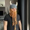Halloween Funny Horn Hat Big Beard Mask Hood Thick Wool Thread Thickened Warm Autumn and Winter Knitted Pullover