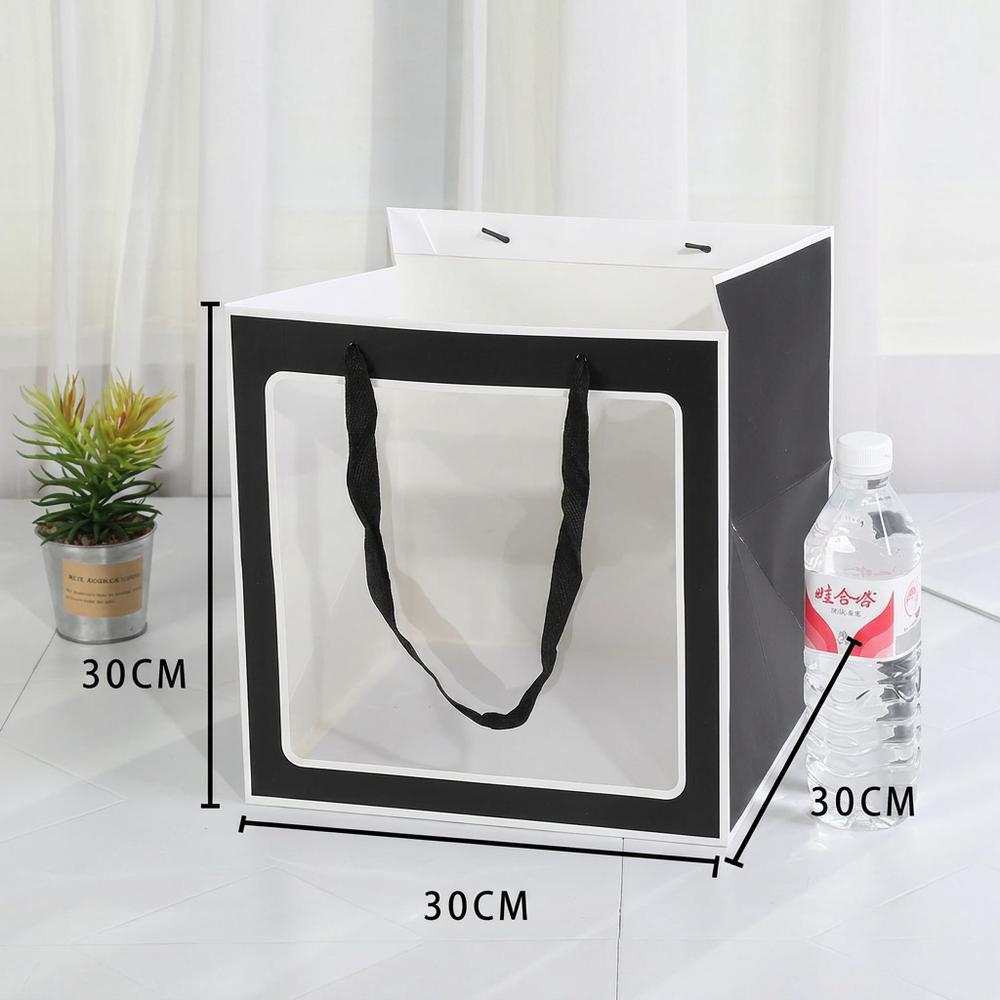 Square Clear Window Gift Bag with Handle Sturdy Paper Carry Bag for Flower Plush Toy Cake and Party Gift Packaging Bag