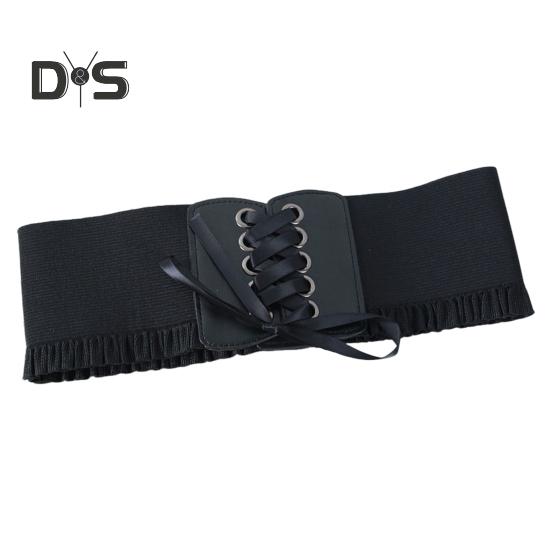 

Корсетный пояс для женщин, завязывающийся на шнуровке, широкий эластичный пояс Waspie для платьев, аксессуар для костюма пирата на Хэллоуин чёрный