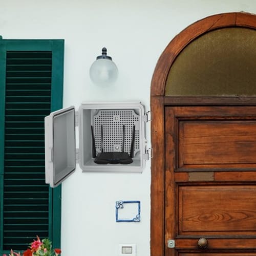 IP65 Electrical Enclosure - Power Housing Case, Heavy-Duty Wiring Box | 6.57x6.22x3.58 Inch Outdoor Project Waterproof Shell, Secure Cable Protector B