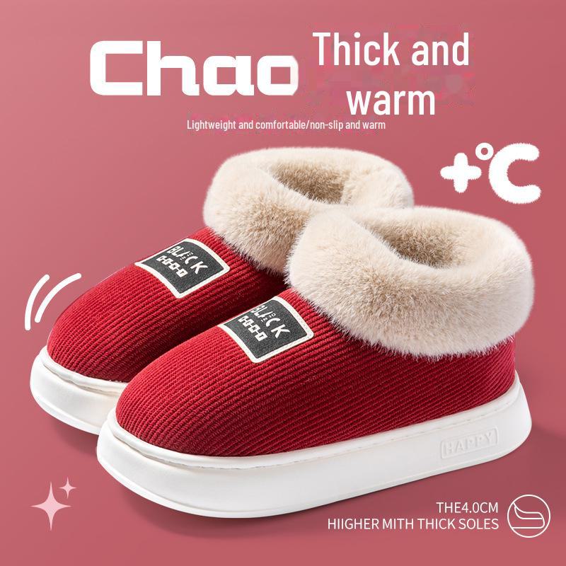 Men's High-Top Cotton Slippers: Winter Warm, Non-Slip Indoor Shoes with Thick Soles
