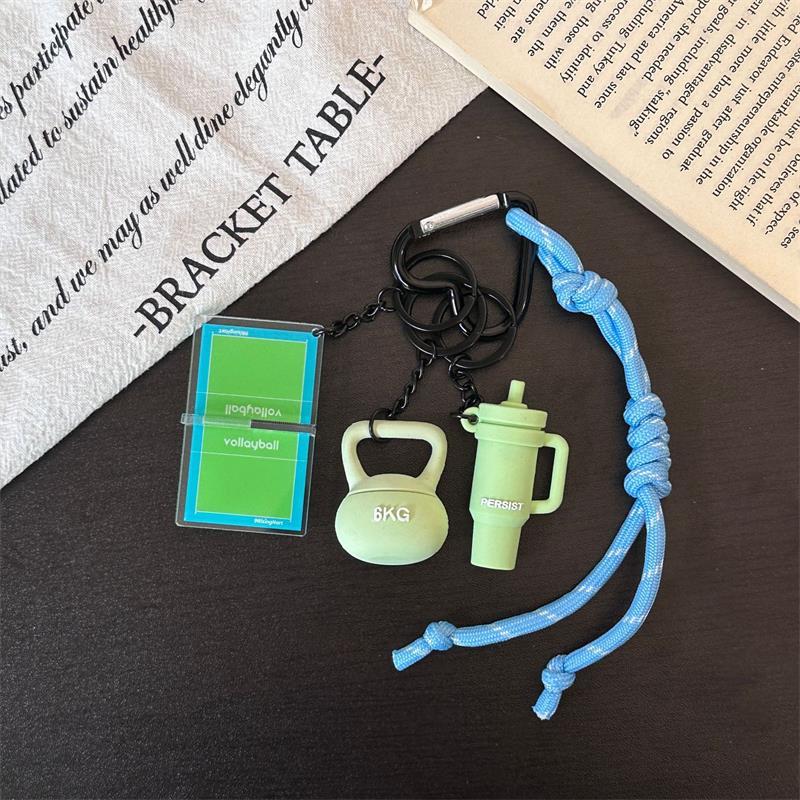 

Creative Mini Barbell Plates Keychain Pendant Rectangular Buckle Kettlebells Simulation Dumbbells Sporty Style Keyring Bag Charm A18