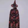 Blood Printed Halloween Blood Costume Cosplay Props Horror Cape Witch Cloak Hat Set  Decoration