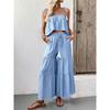Summer Fresh Style Solid Color Cami Top + Wide Leg Pants Two Piece Set Outfit