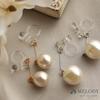 Made In Japan Resin Pearl Earrings Dangling Earrings [Melody Accessories] Non-Pierced (NT-J13) (Gold, 1cm)