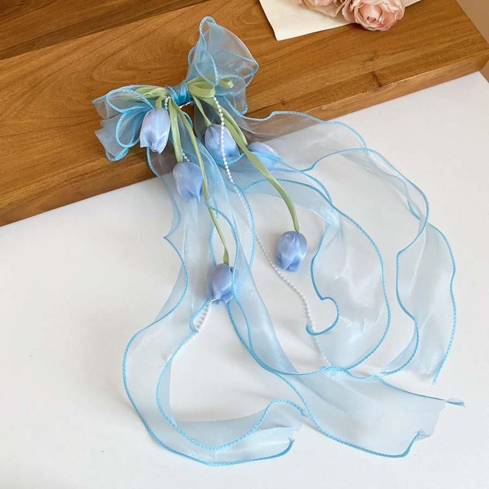 Pendant Tassel Muguet Flower Hairpin Mesh Ribbon Organza Bowknot Barrette  Bridesmaids