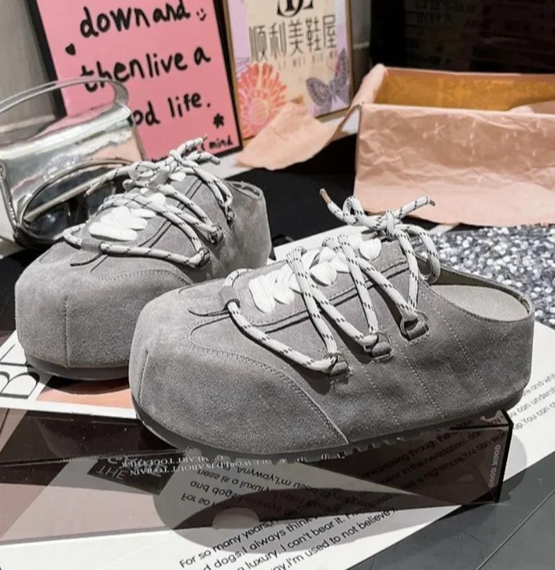 Fashion Platform Flats Slippers Women Mules Shoes Casual Sneakers Woman Sandals Summer 2025 Trend Lace-Up Running Designer Zapatos Mujer