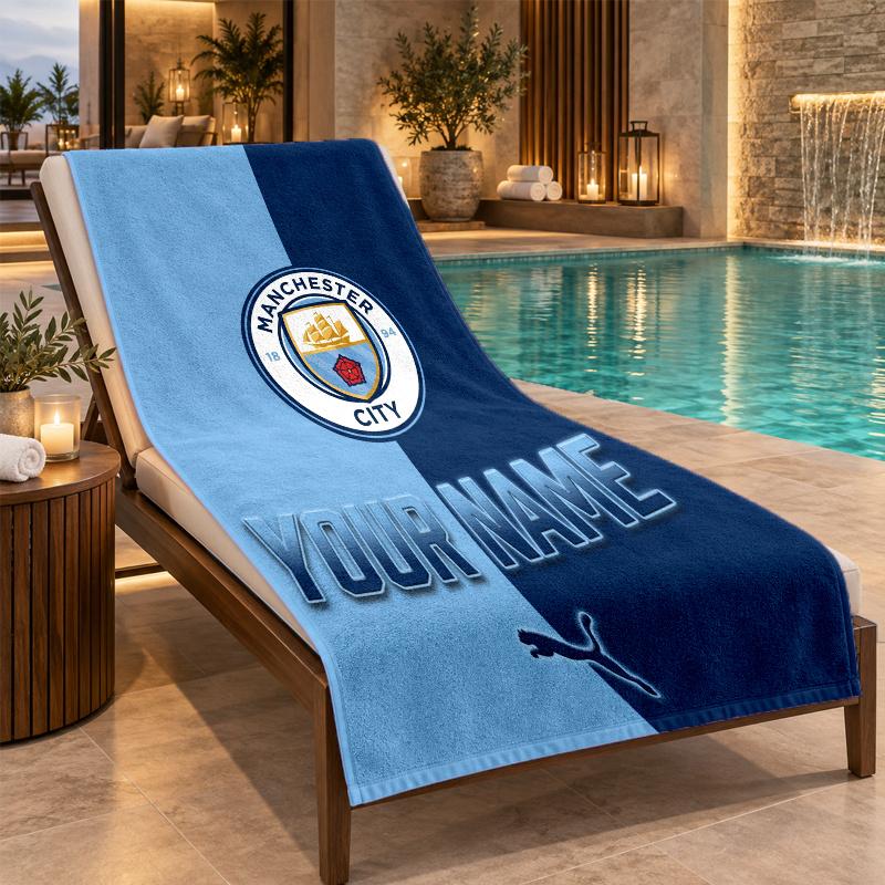 Custom Name Manchester City Beach Towel Personalized Text Soft Towel Swimming Travel Bath Gift