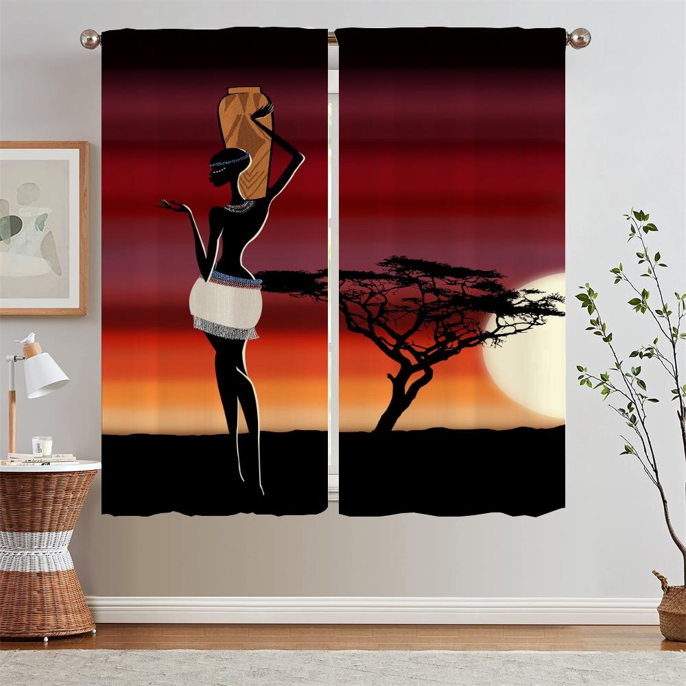 Afrikanische Frau Verdunkelungsvorhang Wohnzimmerdekoration Küchenvorhänge für Schlafzimmer Sonderanfertigungen Kostenlose Versandprodukte Jalousien