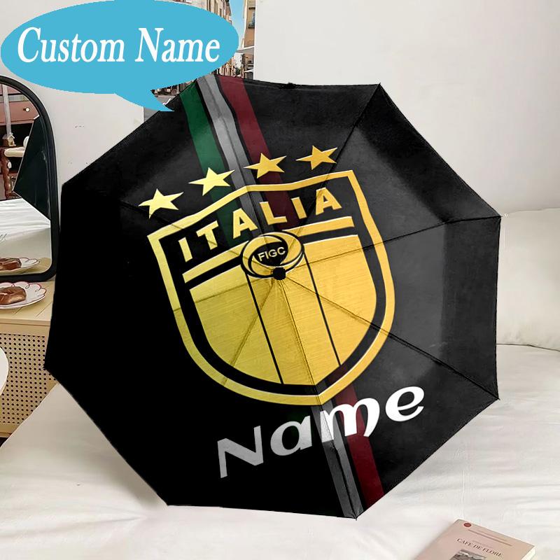 Custom Name Umbrella Italian Football Crest Umbrella 8-Frame for Travel, Camping, Casual Lightweight Portable, Essential for Family Gifts